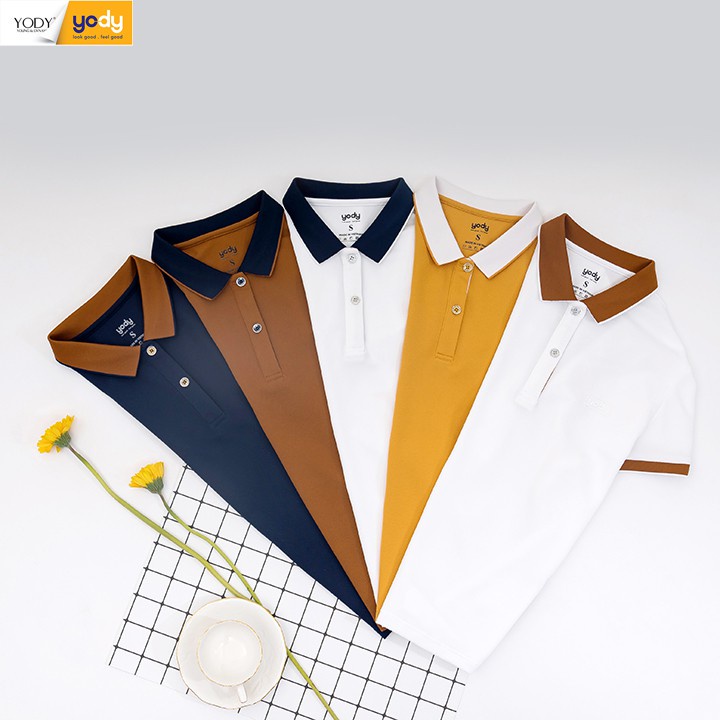 Áo Phông Polo YODY Nữ Cafe Phối Nẹp Thoải Mái Năng Động Và Khử Mùi Tốt APN3700