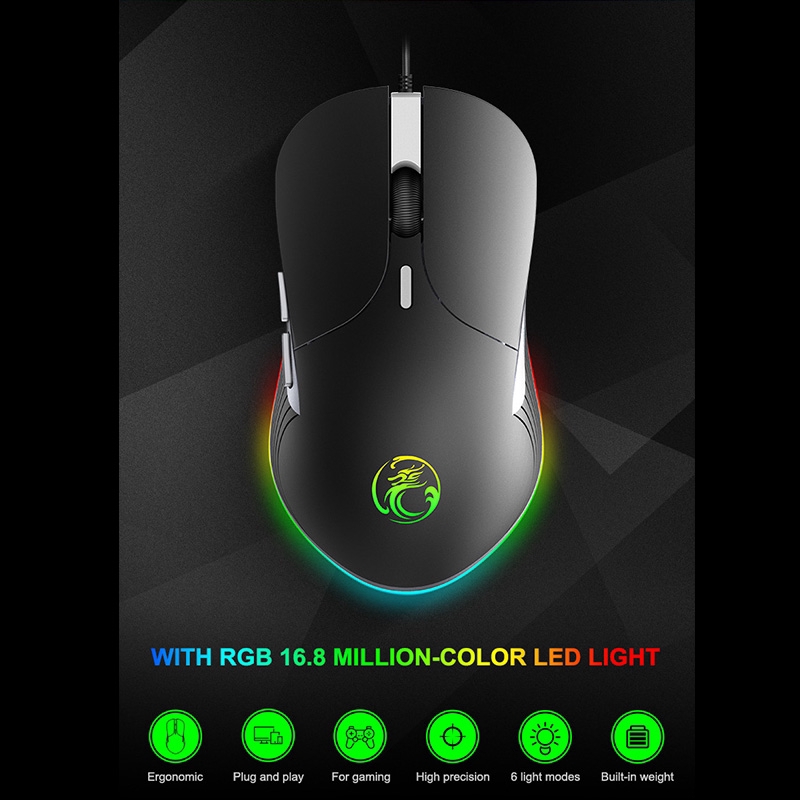 Chơi Game Bằng Chuột IMICE X6 Eating Chicken Glow LED Colorful RGB Light Mice Home 6-Key Wired Chuột Máy Tính