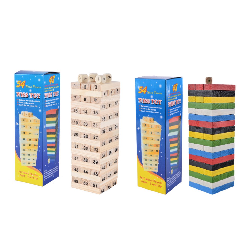 Đồ Chơi Rút Gỗ 54 Thanh Size Vừa Cho Bé - Rút Gỗ Số - Màu