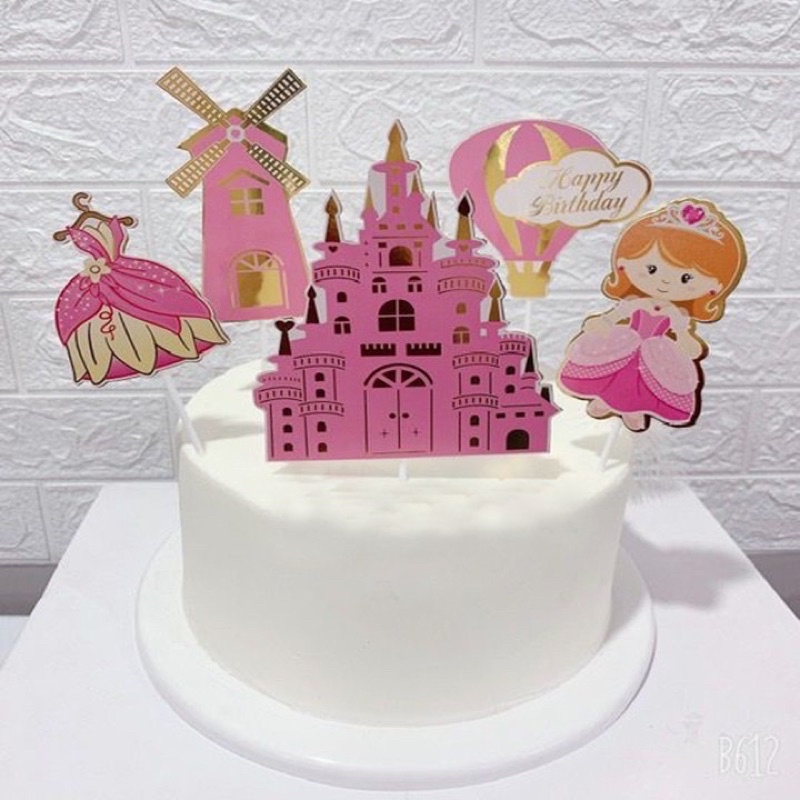 Combo 5 set cắm hoàng tử, công chúa, lâu đài trang trí bánh kem, bánh sinh nhật