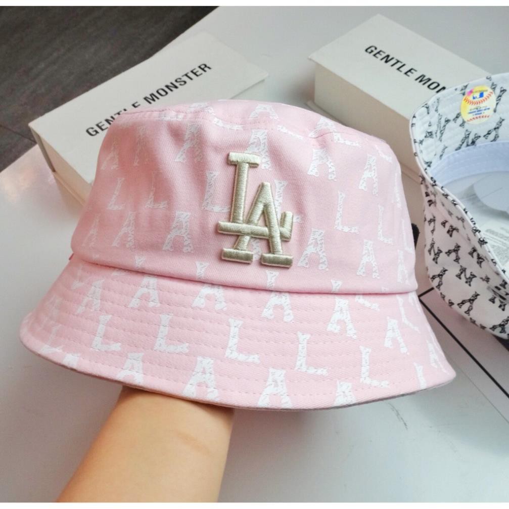 Nón bucket, nón tai bèo thêu chữ LA hồng siêu xinh model 2021
