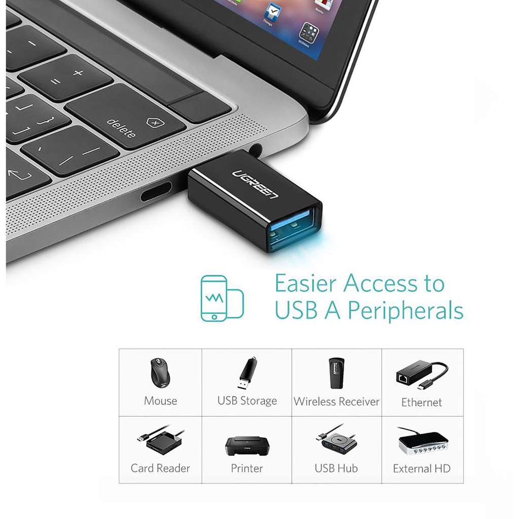 Đầu chuyển Type-C to USB 3.0 Ugreen US173 Chính Hãng