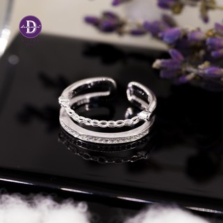 Nhẫn bạc 925 hai hàng xích và đính đá ddreamer 2100nh