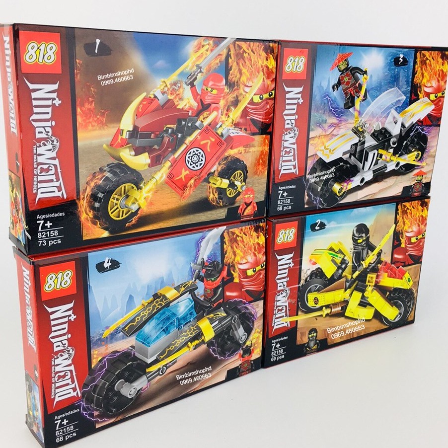 Combo 4 Hộp Xếp Hình Lego Ninjago cùng Siêu Xe Moto Siêu Hót. Lego đồ chơi trẻ em