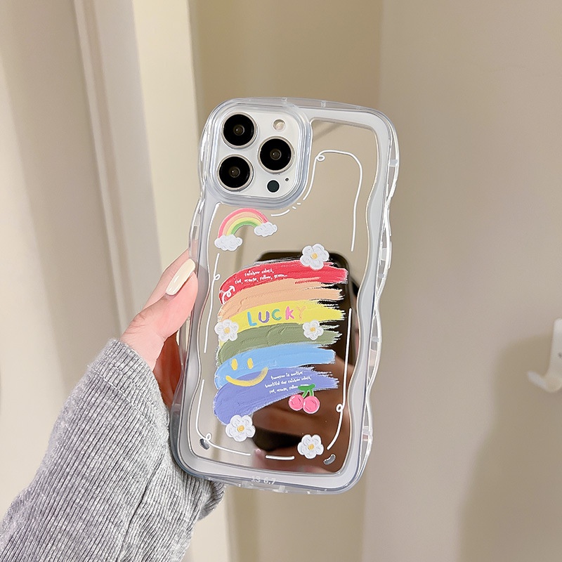 Ốp lưng iphone Ốp Điện Thoại Họa Tiết Ren Cầu Vồng Cho iPhone 13Promax 14pro 11 7 8 plus Dinuo case