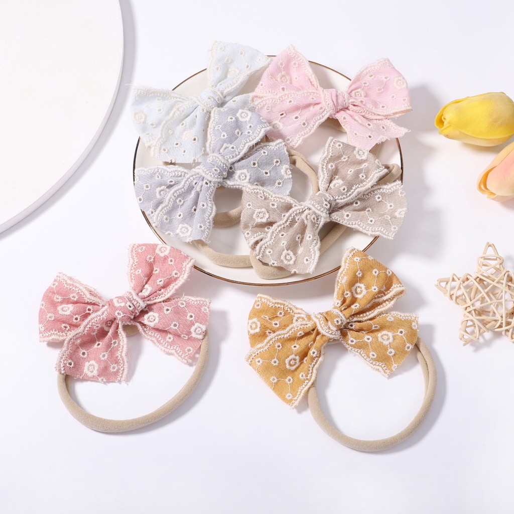 Băng đô RAINBOW BOWS co giãn đính nơ ren dễ thương cho bé