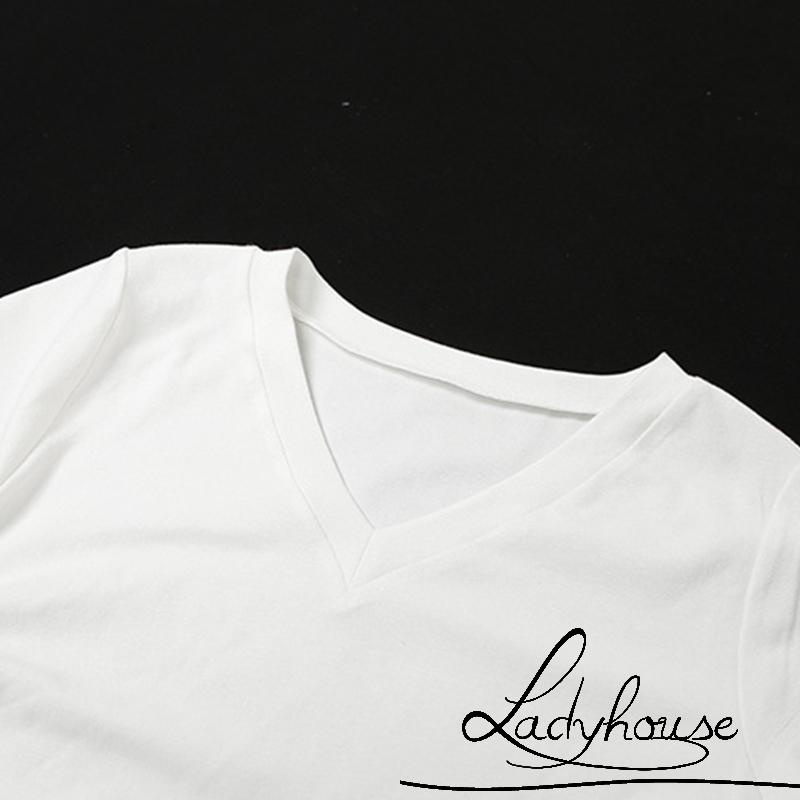 Áo Thun Crop Top Tay Ngắn Cổ Chữ V Màu Trơn Thời Trang Mùa Hè Cho Nữ