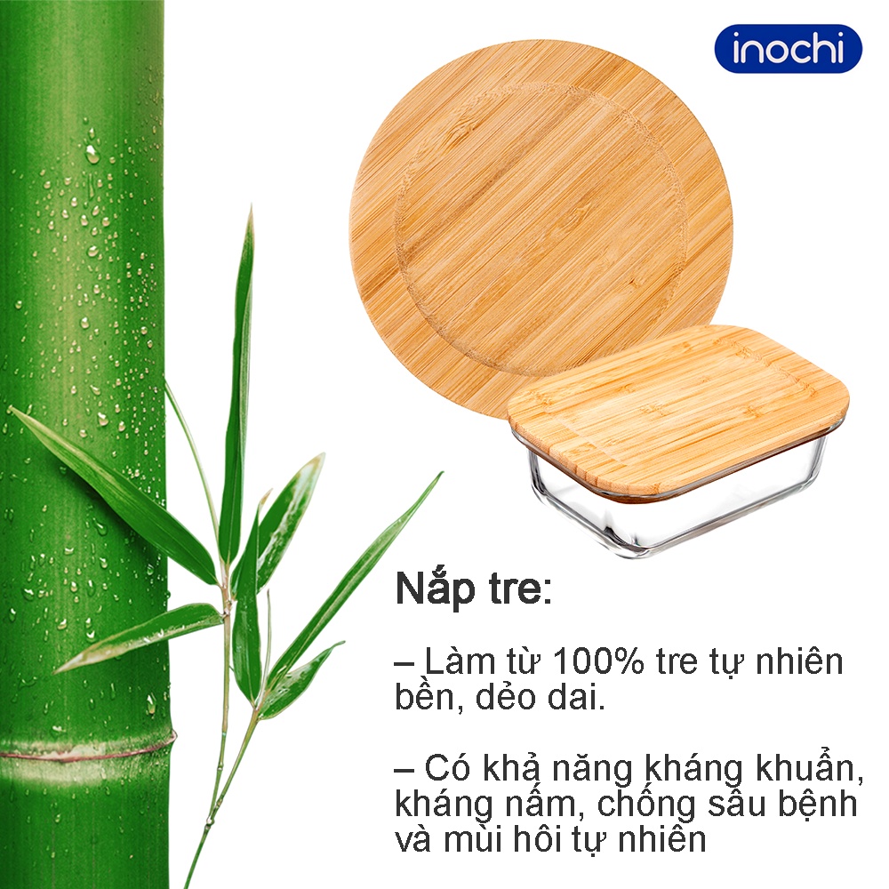 Hộp thủy tinh nắp tre hộp đựng thực phẩm Nikko Inochi