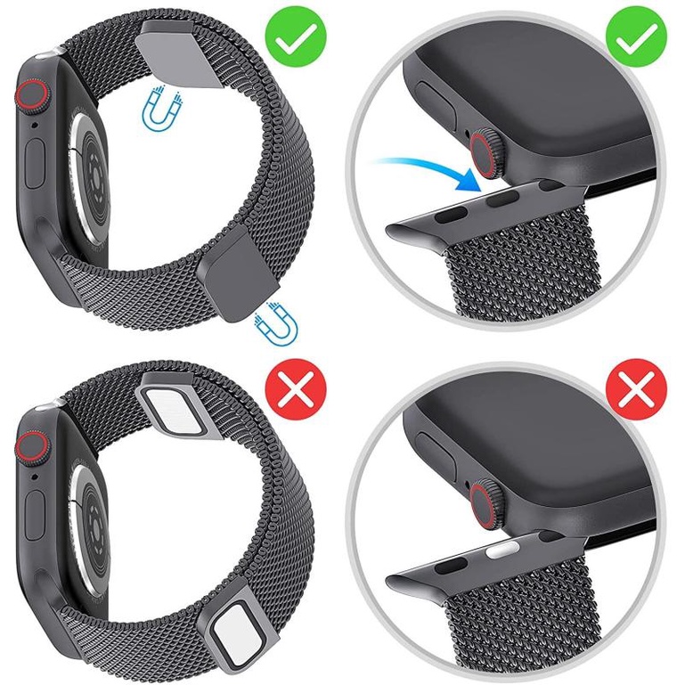 Dây Đeo Thay Thế Bằng Thép Không Gỉ Dạng Lưới Cho Đồng Hồ Thông Minh Apple Watch Ultra 49mm Series 8 7 41mm 45mm SE 6 5 4 3 2 1 44mm 42mm 40mm 38mm