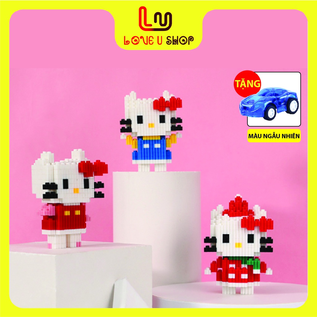 Mô hình lắp ráp 3D mini Siêu nhân Marvel, hoạt hình Disney, Gấu Stella, cậu bé bóng chày, kiem.