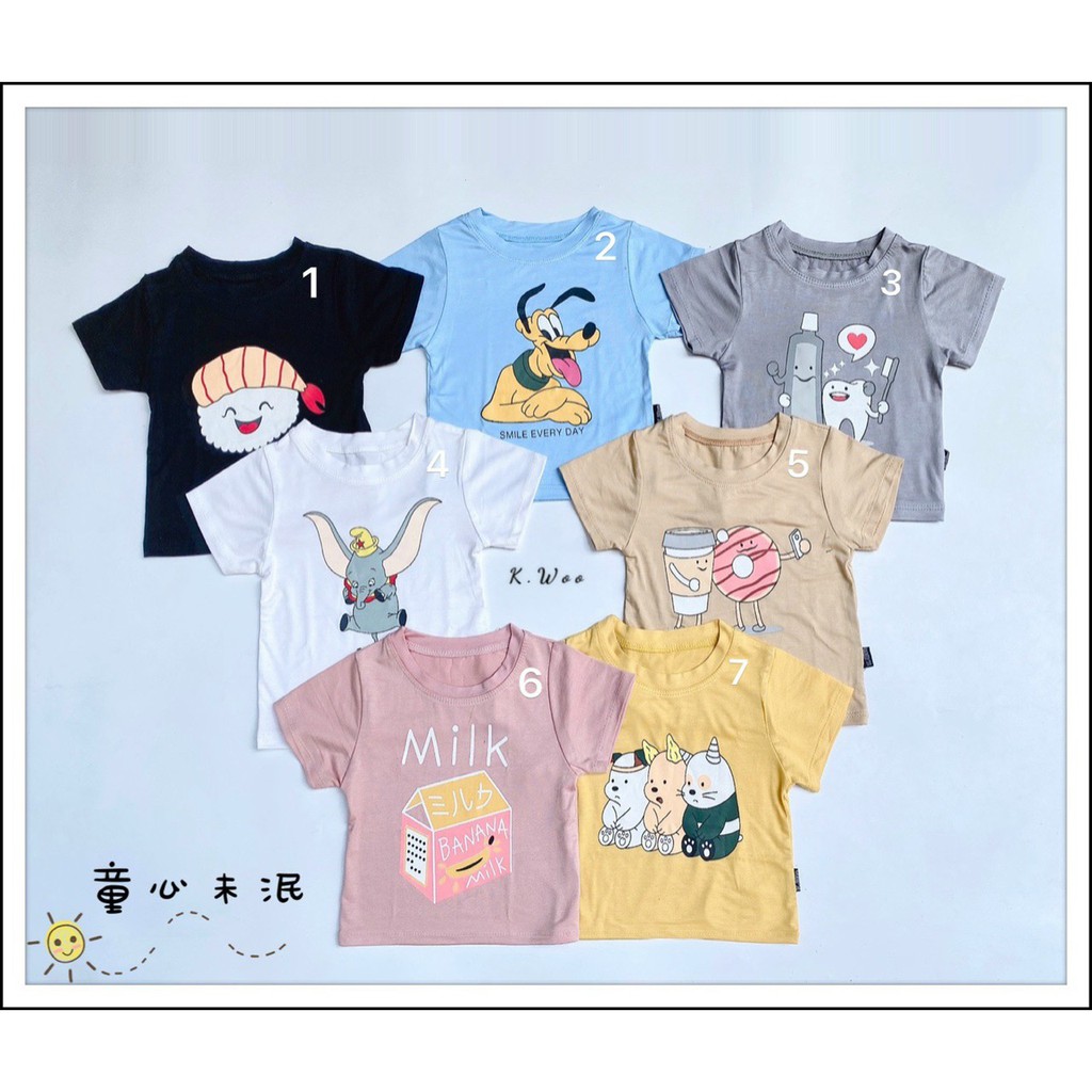 Áo Cộc Tay Cho Bé Trai, Bé Gái K.WOO Vải Thun Lạnh Họa Tiết Kute Xuất Hàn, Áo Thun Cho Bé Minky Mom AT01