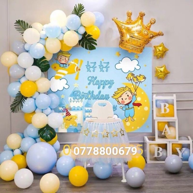 (KÈM BACKDROP) SET BÓNG SINH NHẬT HOÀNG TỬ -NHIỀU MẪU