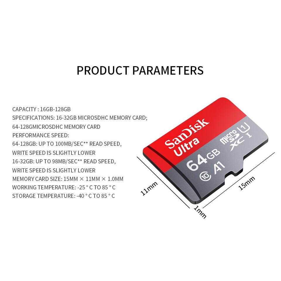 Chính Hãng SanDisk Micro SD Card 32gb 64GB Thẻ A1 Micro TF Flash Thẻ Nhớ SDXC SDHC Cho Máy Tính điện Thoại