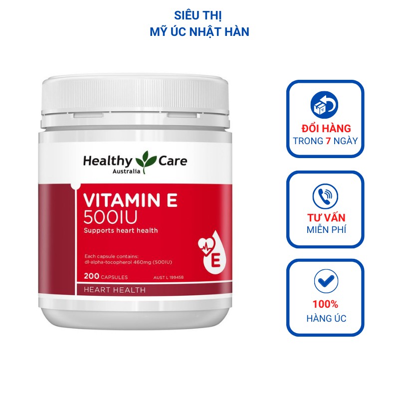 VITAMIN E HEALTHY CARE 500IU 200 viên của Úc