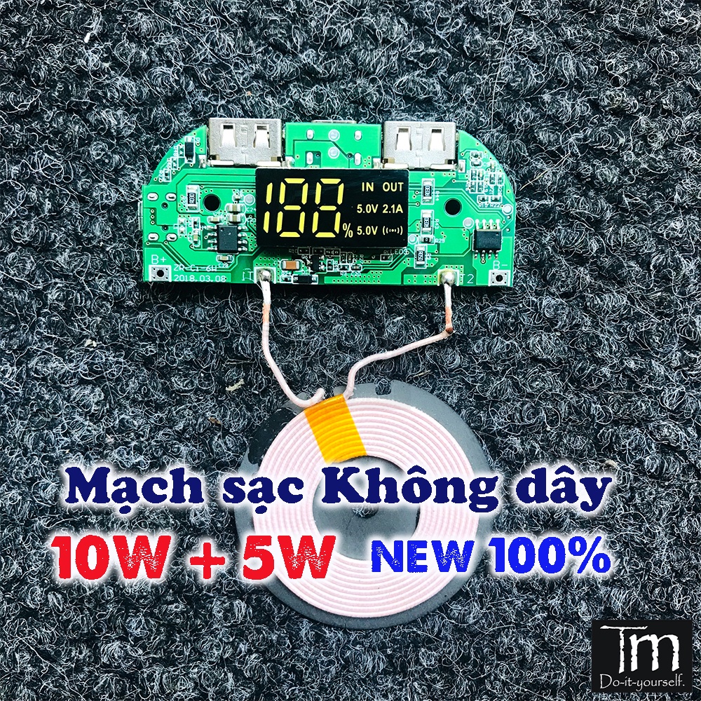 Mạch Sạc Dự Phòng Sạc Không Dây Hiển Thị LCD