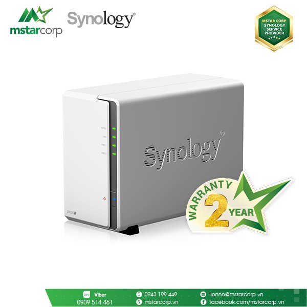 Thiết bị lưu trữ mạng NAS Synology DS220j - Hàng chính hãng