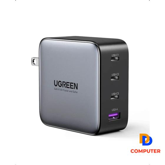 Củ sạc nhanh 100W UGREEN 40737 Chuẩn sạc nhanh PD, QC 3.0 - Sạc được cho laptop - Hàng phân phối chính hãng DD Computer