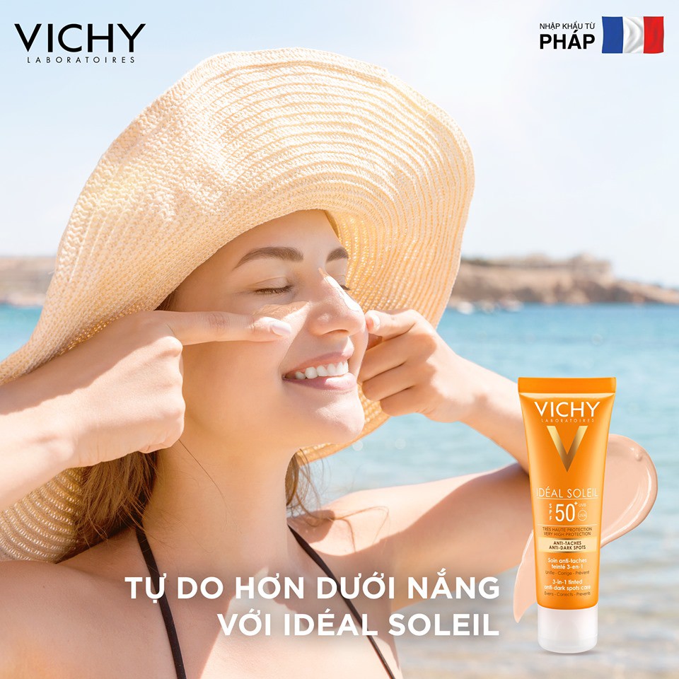 Kem Chống Nắng Vichy Ngăn Sạm Da, Giảm Thâm Nám SPF50 Ideal Soleil 3 In 1 Tinted Anti Dark Spot - 0514093