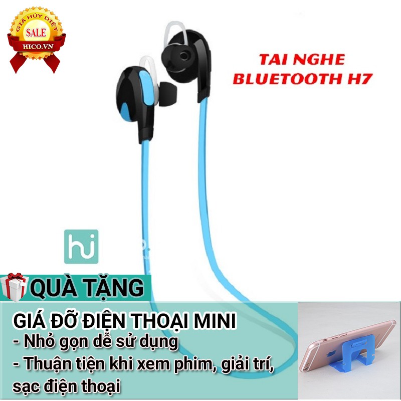 TAI NGHE BLUETOOTH THỂ THAO H7 ÂM THANH TRONG TRẺO, BASS HAY, GIÁ RẺ - TẶNG GIÁ ĐỠ ĐIỆN THOẠI MINI