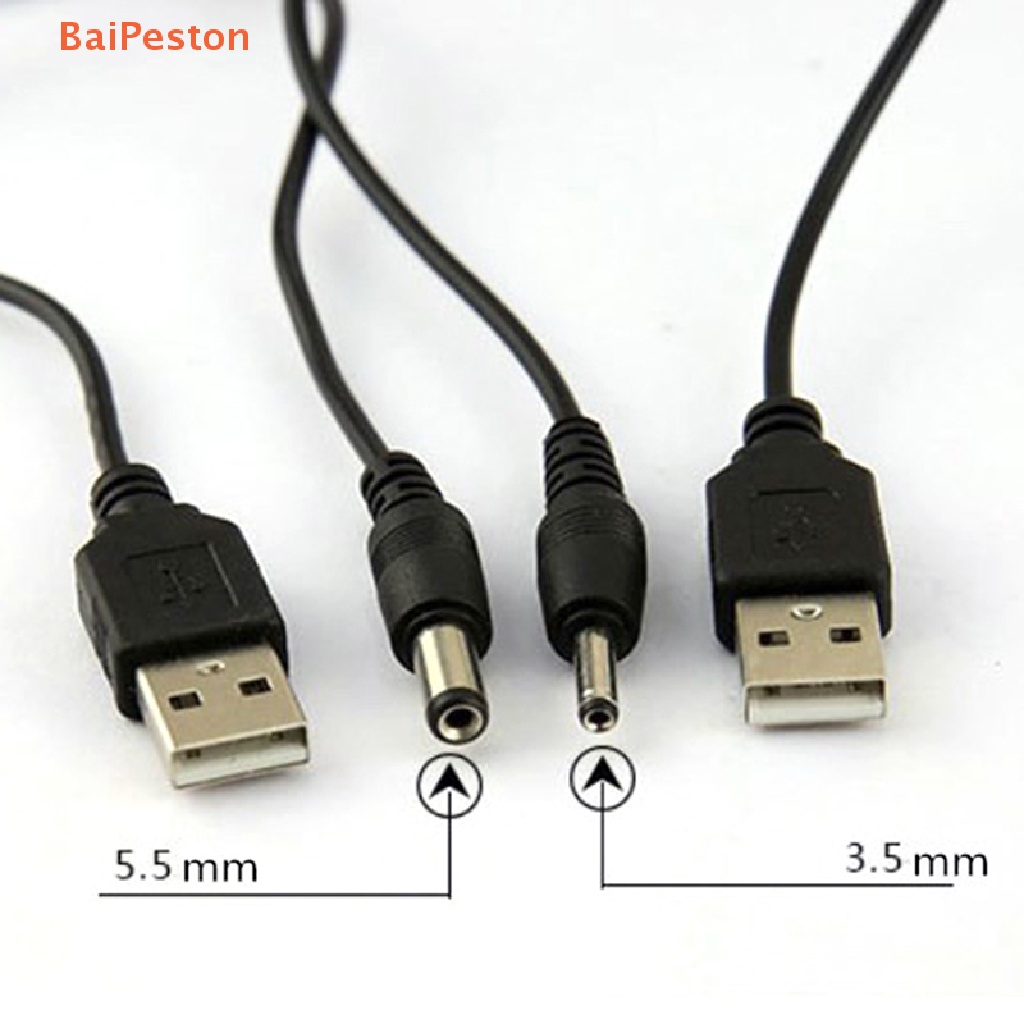 Dây Cáp Kết Nối Chuyển Đổi Cổng USB Sang Cổng 2.5 3.5 4.0 5.5mm 5V DC Màu Đen
