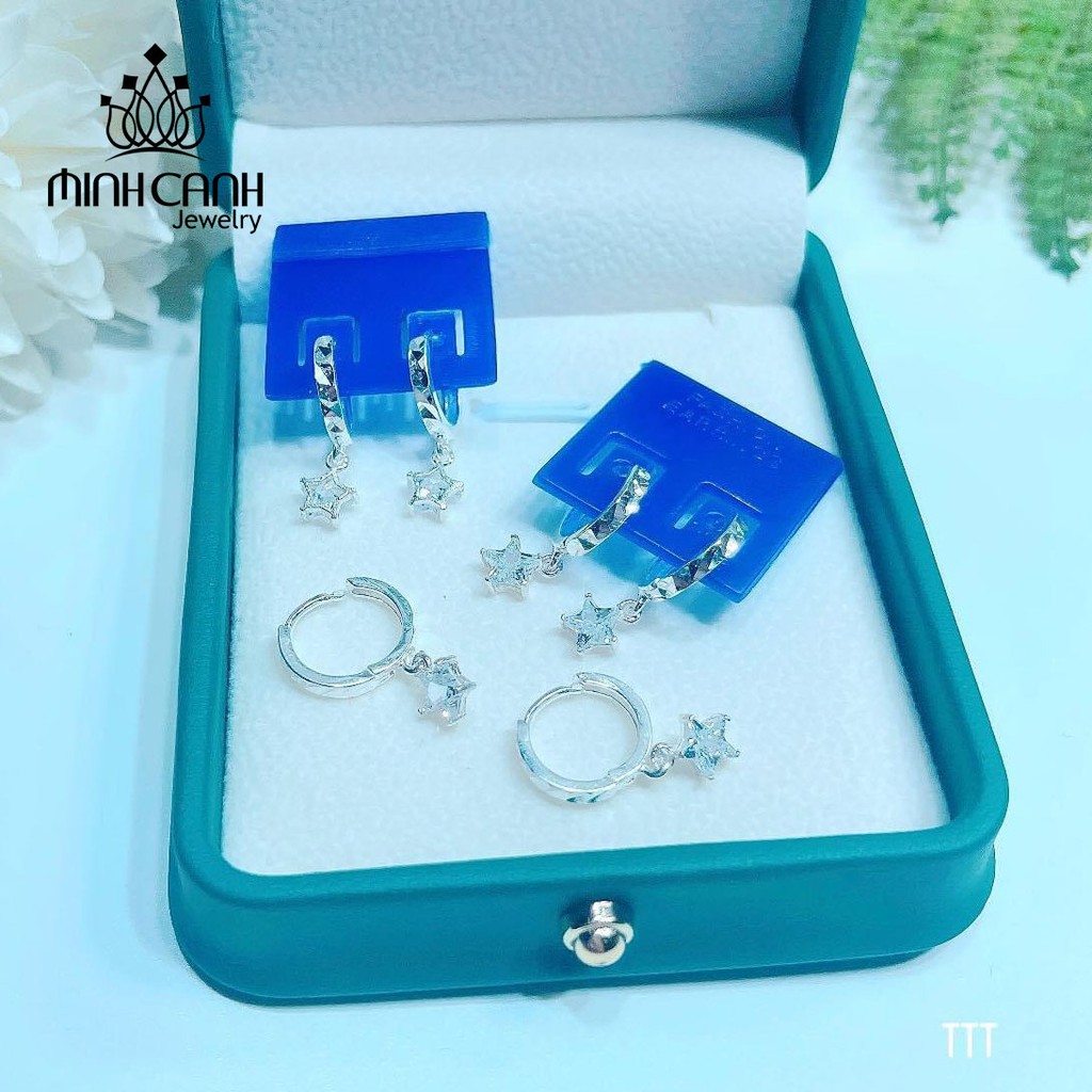 Bông Tai Bạc Khóa Bấm Thả Mix Ngôi Sao - Minh Canh Jewelry