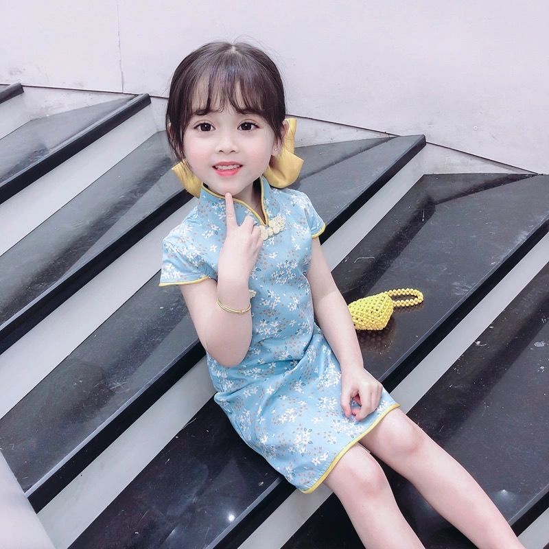 Đầm Sườn Xám Dáng Ôm Phong Cách Trung Hoa Thời Trang Mới Cho Bé Gái