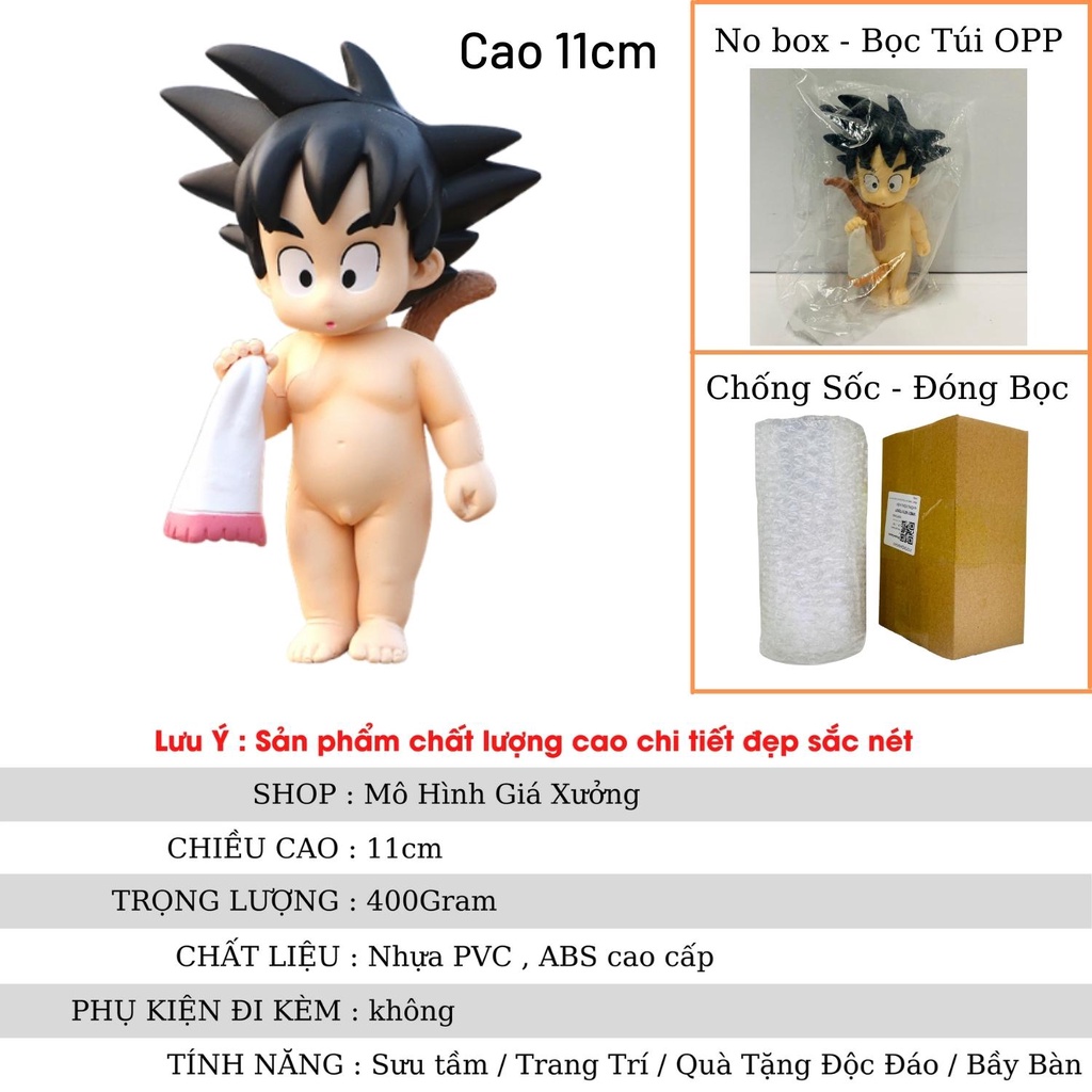 Siêu dễ thương Mô Hình Son Goku Hồi Bé Cởi Chuồng- Cao 10cm - Tượng Figure Songoku Dragonball