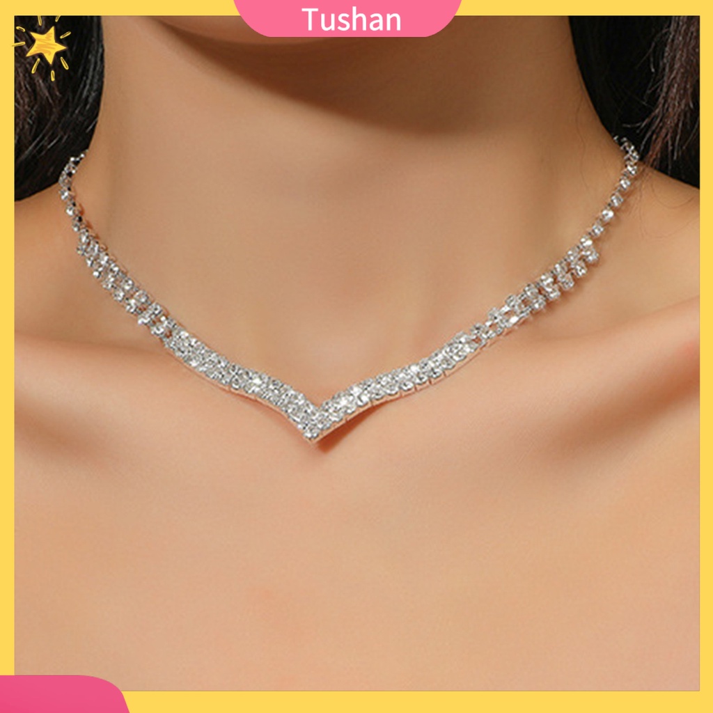 Bộ Vòng cổ Và Bông Tai Mặt Hình Chùm Hoa Tinh Tế Cho Nữ