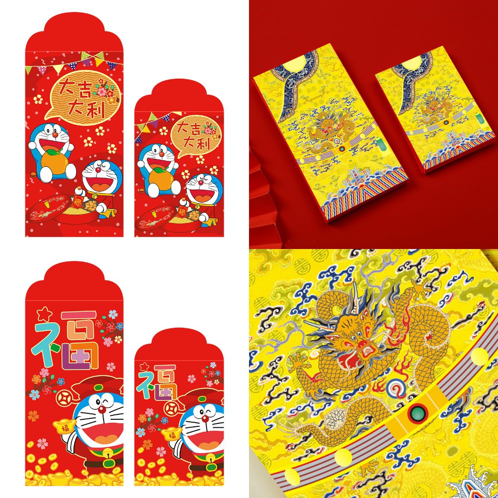 Combo 10 Bao Lì Xì Hoạt Hình TẾT Tân Sửu 2021 - Nhiều loại Hình trâu, Doremon, Hoàng thượng