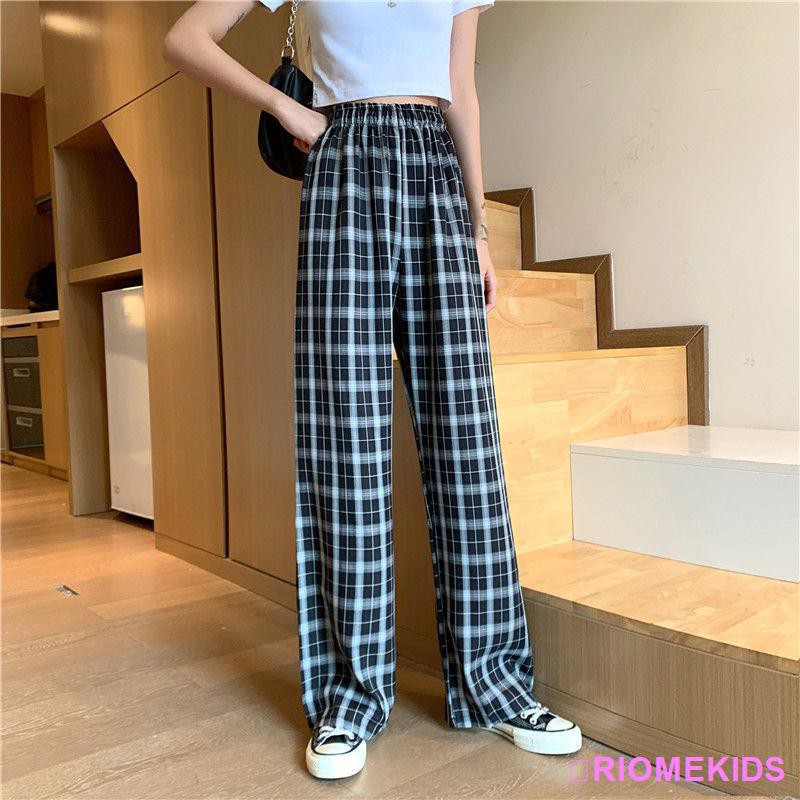 🔥Ready Stock🔥Korean fashion classic plaid wide-legged pants