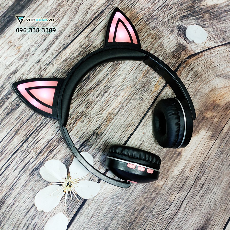 Tai nghe tai mèo bluetooth Kusen KS6123, có đèn led, có micro. | BigBuy360 - bigbuy360.vn