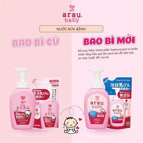 Nước rửa bình sữa Arau Baby (mẫu mới) bình và túi