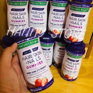 🍓 Kẹo dẻo Hair, Skin & Nails Gummies 🍓 (80 viên) (mới) (vị dâu) (6000mcg Biotin)