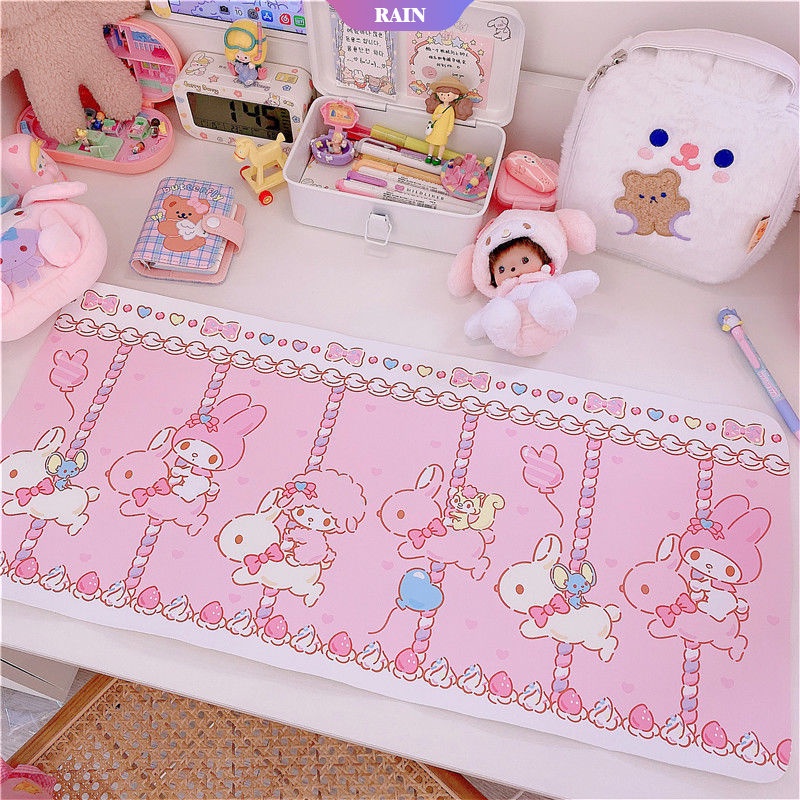 SANRIO Tấm Lót Chuột Máy Tính Chất Liệu Da Dày Chống Thấm Nước Hình Cinnamoroll Kuromi My Melody Hello Kitty 67*30CM