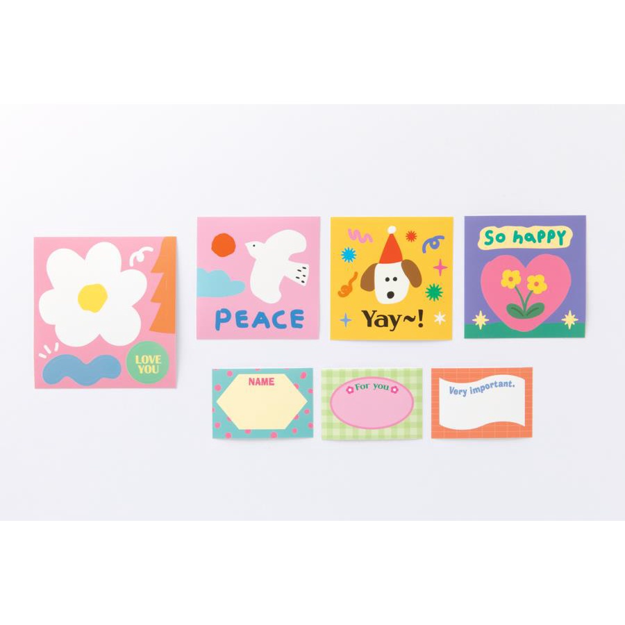 Set 18 Tấm Sticker Size Hình Vuông ARTBOX Hàn Quốc Nhiều Kiểu Họa Tiết Xinh Xắn