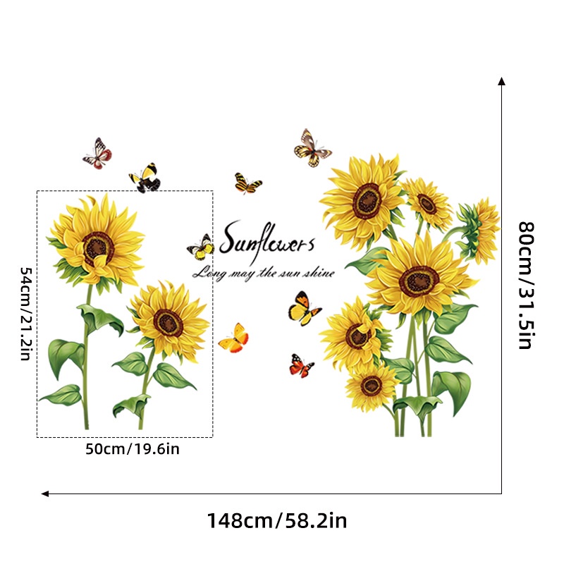 Decal Hoa hướng dương dán trang trí tường mẫu số 2 - AmyShop