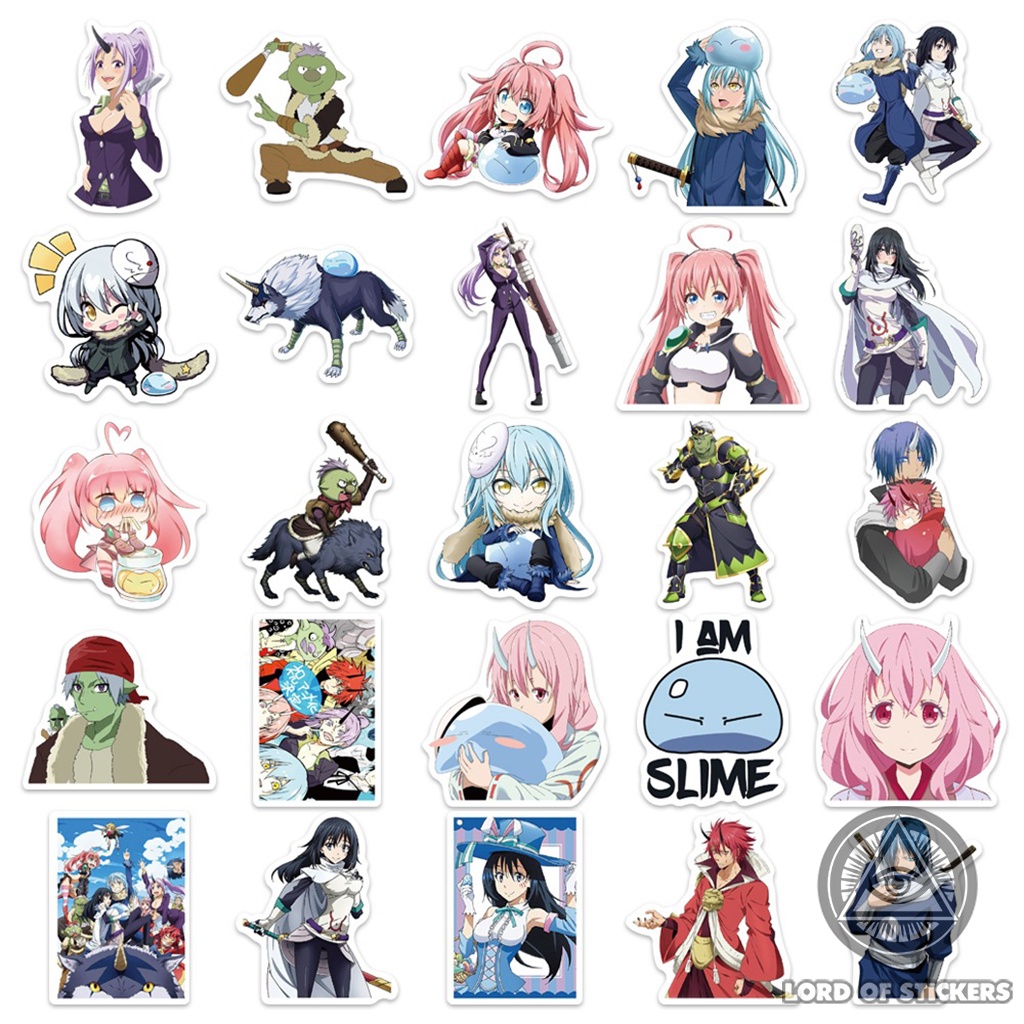 Set 50 Hình Dán Chuyển Sinh Thành Slime Sticker Anime Manga Tensura Chống Thấm Nước Trang Trí Mũ Bảo Hiểm, Laptop, Vali