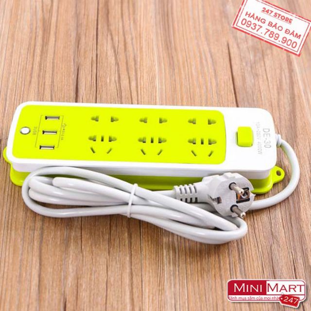 Ổ Cắm Điện Thông Minh Chống Giật , 3 Cổng USB , 6 Cổng