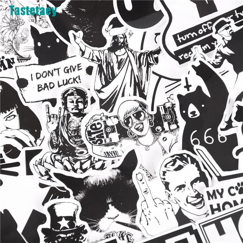 Bộ 100 miếng hình dán tông trắng đen phong cách graffiti | BigBuy360 - bigbuy360.vn