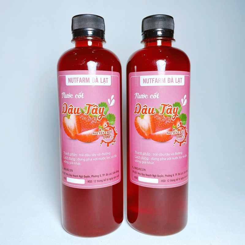 500ML NƯỚC CỐT DÂU TÂY NGUYÊN CHẤT, SIRO DÂU | NUTFARM ĐÀ LẠT | ĐẶC SẢN ĐÀ LẠT