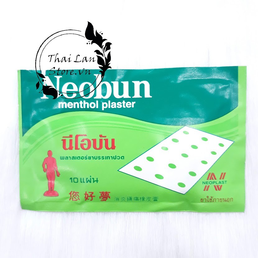 Cao dán giảm đau neobun menthol plaster thái lan 1 gói 10 miếng - ảnh sản phẩm 3