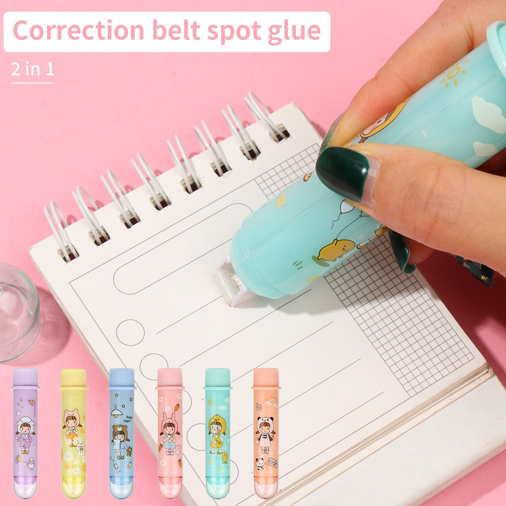 MYRON New Correction Tape Portable Glue Tape Dispenser Dots Stick Roller 2 in 1 Creative Refillable Scrapbooking Decor Stationery Lovely Double Sided Adhesive