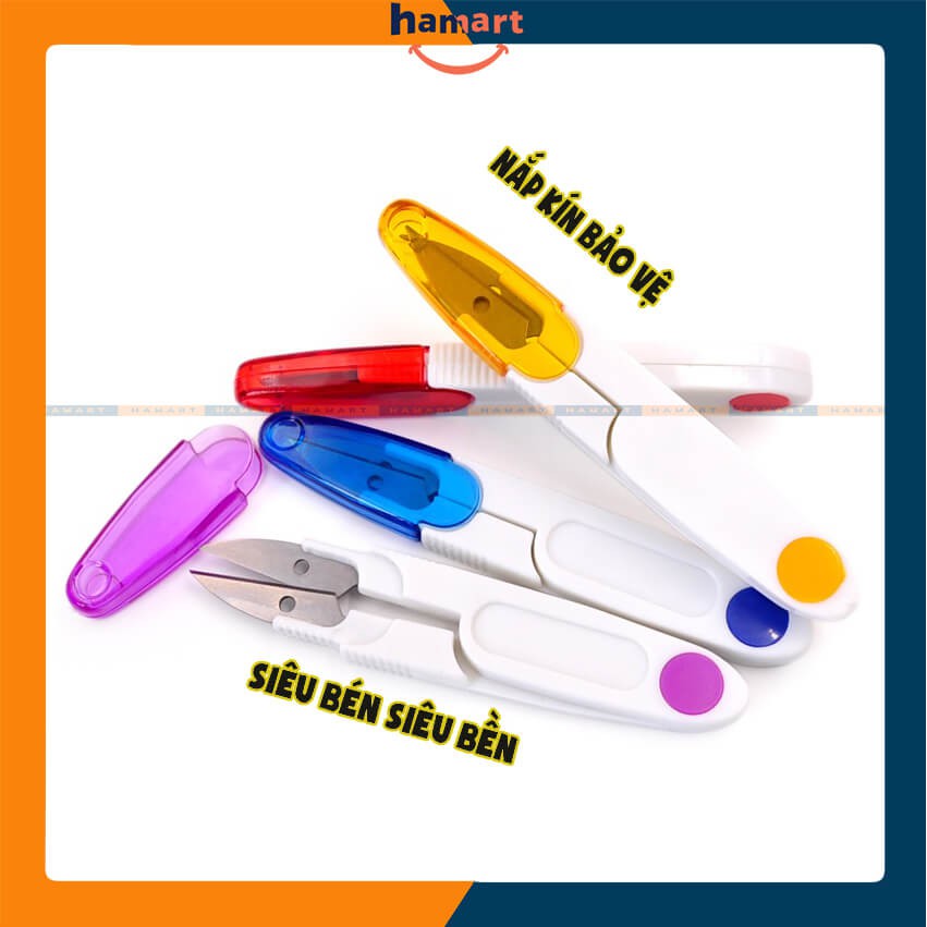 Kéo Bấm Chỉ Có Nắp Bảo Vệ Kéo Cắt Chỉ Thừa Siêu Bén 4 Màu Tuỳ Chọn