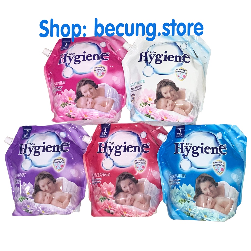 Nước Xả Mềm Vải Đậm Đặc Lưu Hương HYGIENE Nhập Khẩu Thái Lan Dạng Túi 1800ml.