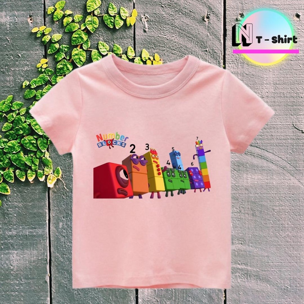 Áo thun cho bé trai và bé gái in hình hoạt hình Number Blocks dễ thương, chất liệu cotton mềm mịn thoáng mát NTShirt 08