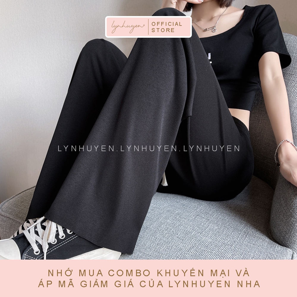 Quần Ống Rộng Suông Nữ Lưng Cao Thun Tăm Mịn Lynhuyen Q013