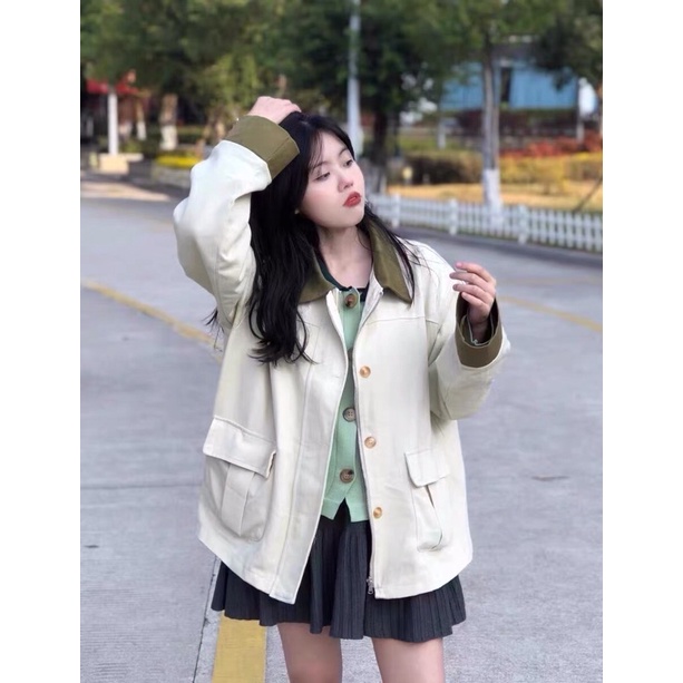 Áo khoác ngoài cổ sơ mi phong cách Vintage