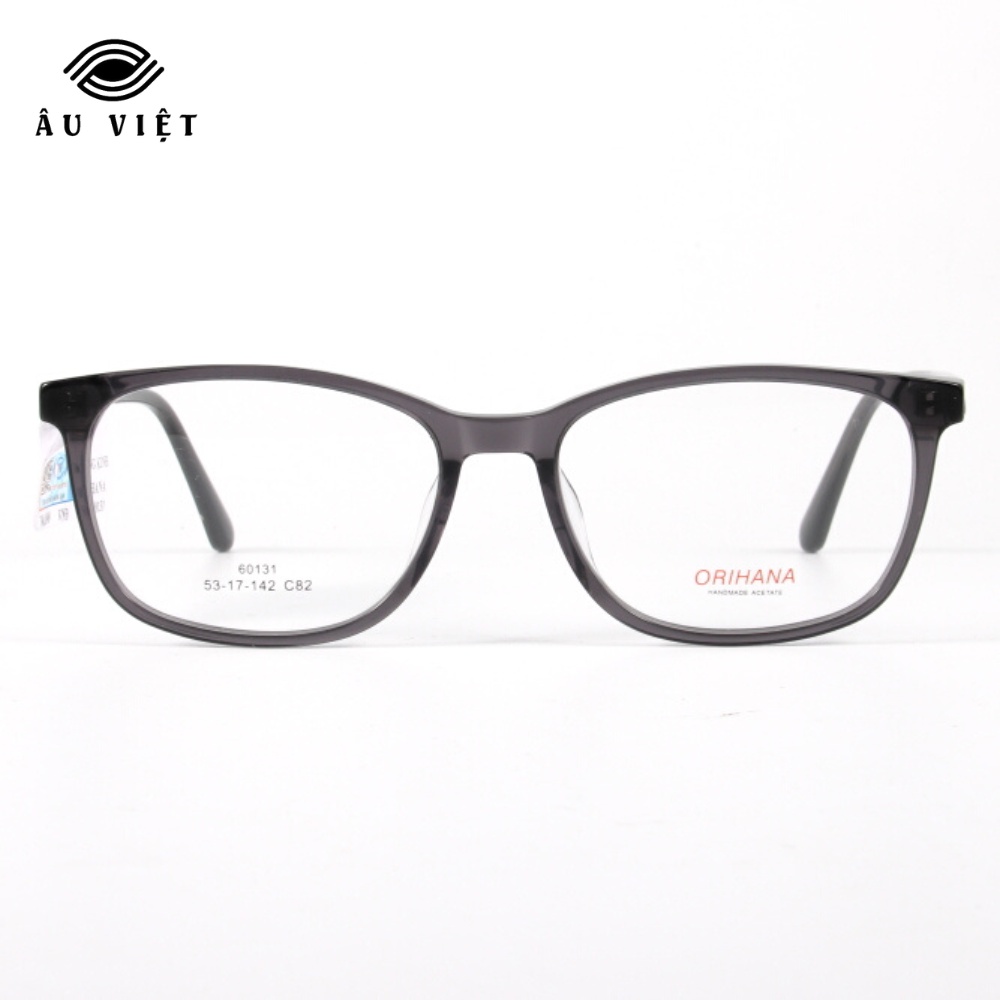 Gọng kính nam nữ nhựa acetate dáng chữ nhật vuông Orihana 60131 màu xám đen Full box