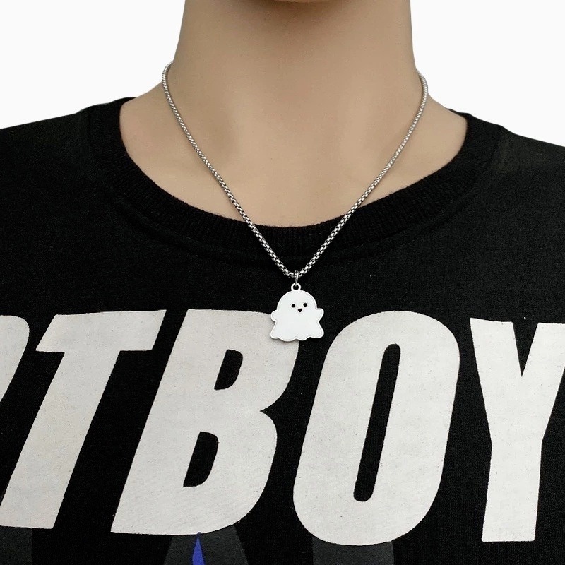 Vòng Cổ Choker Thiết Kế Hình Ma Màu Trắng/Đen/Xanh Dương Sáng Tạo Dễ Thương Thời Trang Dịp Halloween