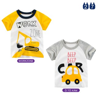Áo thun cho bé EROKIDS họa tiết máy xúc chất cotton hàng xuất Âu Mỹ
